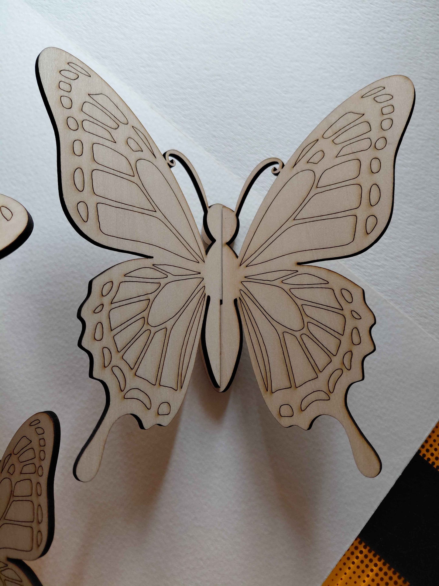 3 piece Unfinished Laser Engraved Wood Butterflies for crafts- American Made