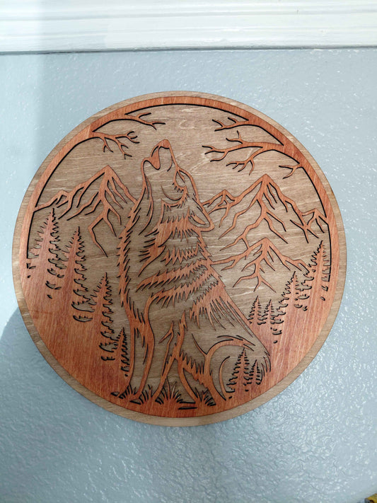 Howling Wolf 12" wall art
