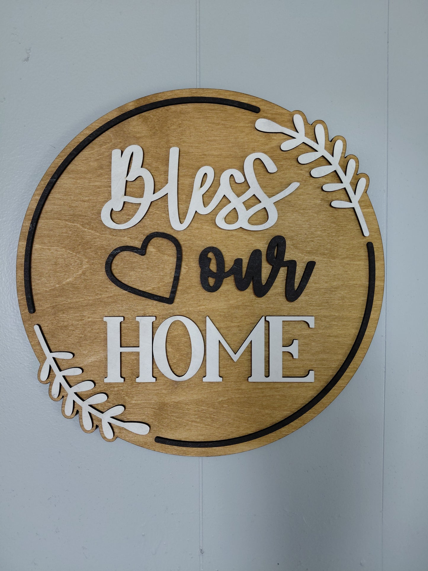 Bless Our Home 12" Round Laser Cut Door Hanger