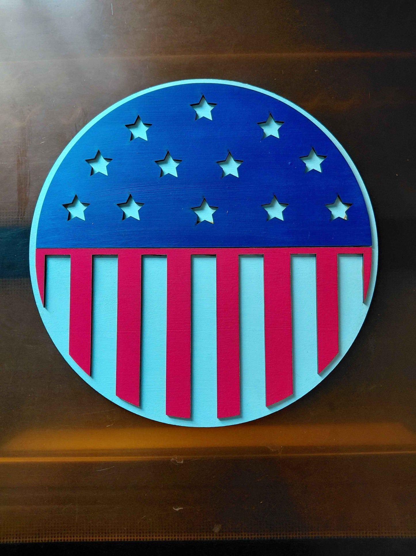 American Flag Door Hanger - Comes with three different worded signs