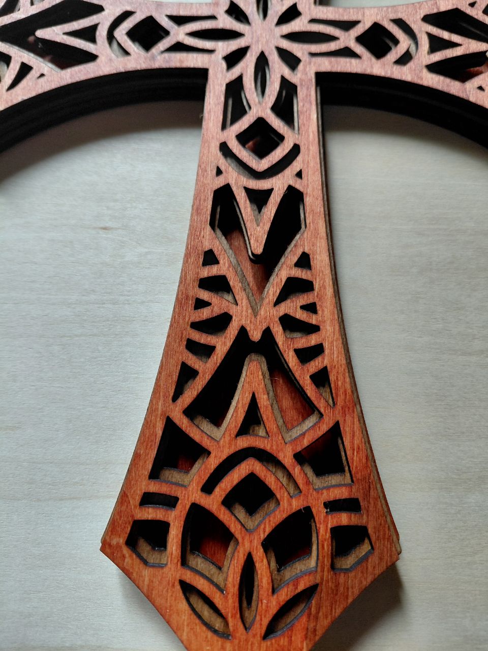 Wall Cross - 4 Layer Laser Cut - All Wood - 11 1/2 Inches Tall