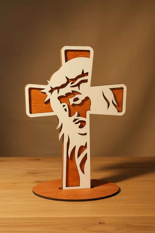 Cross with Jesus in White, 12" Tall