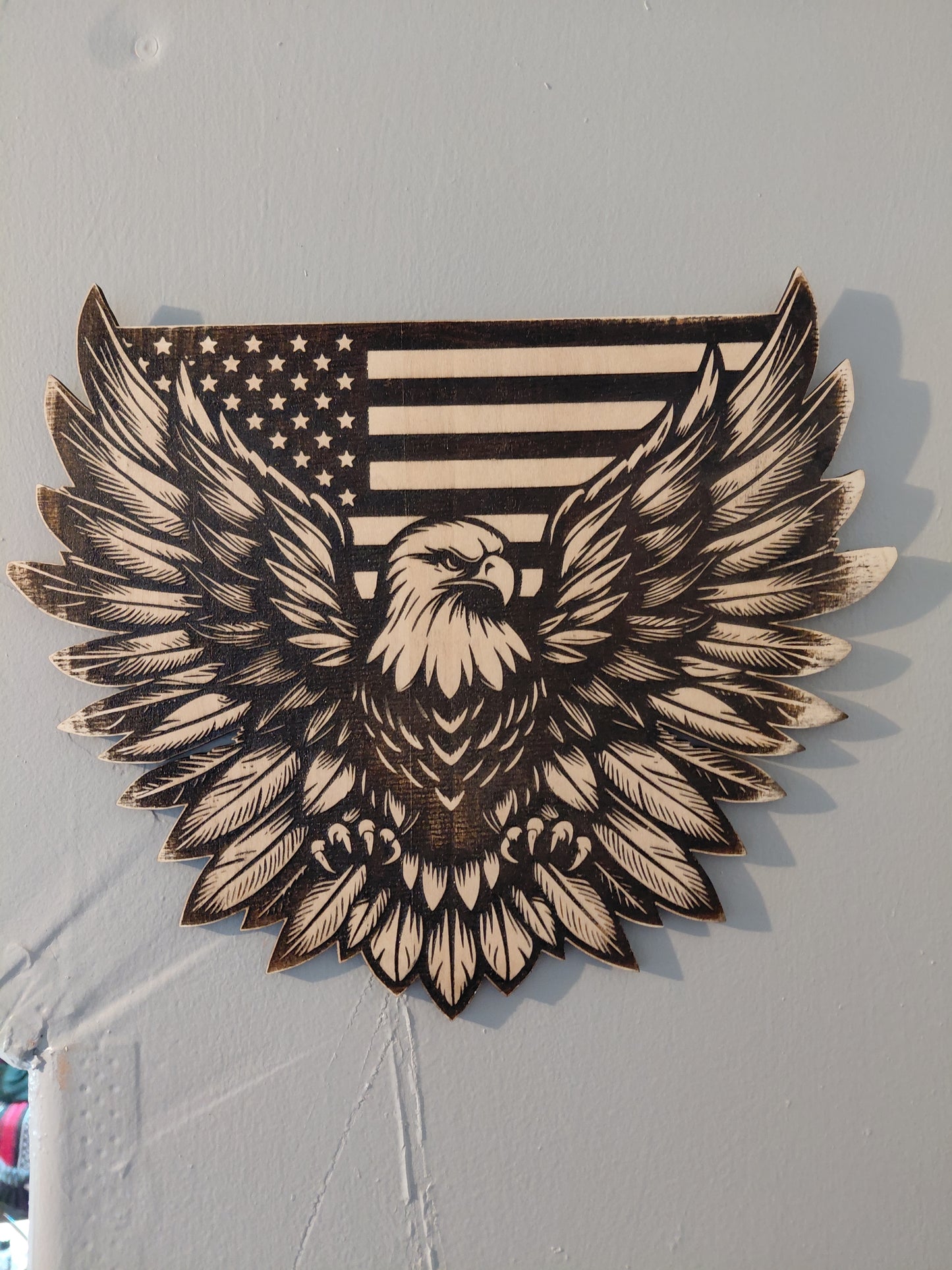 Eagle and Flag, 12 x 9, with Black Power Coating