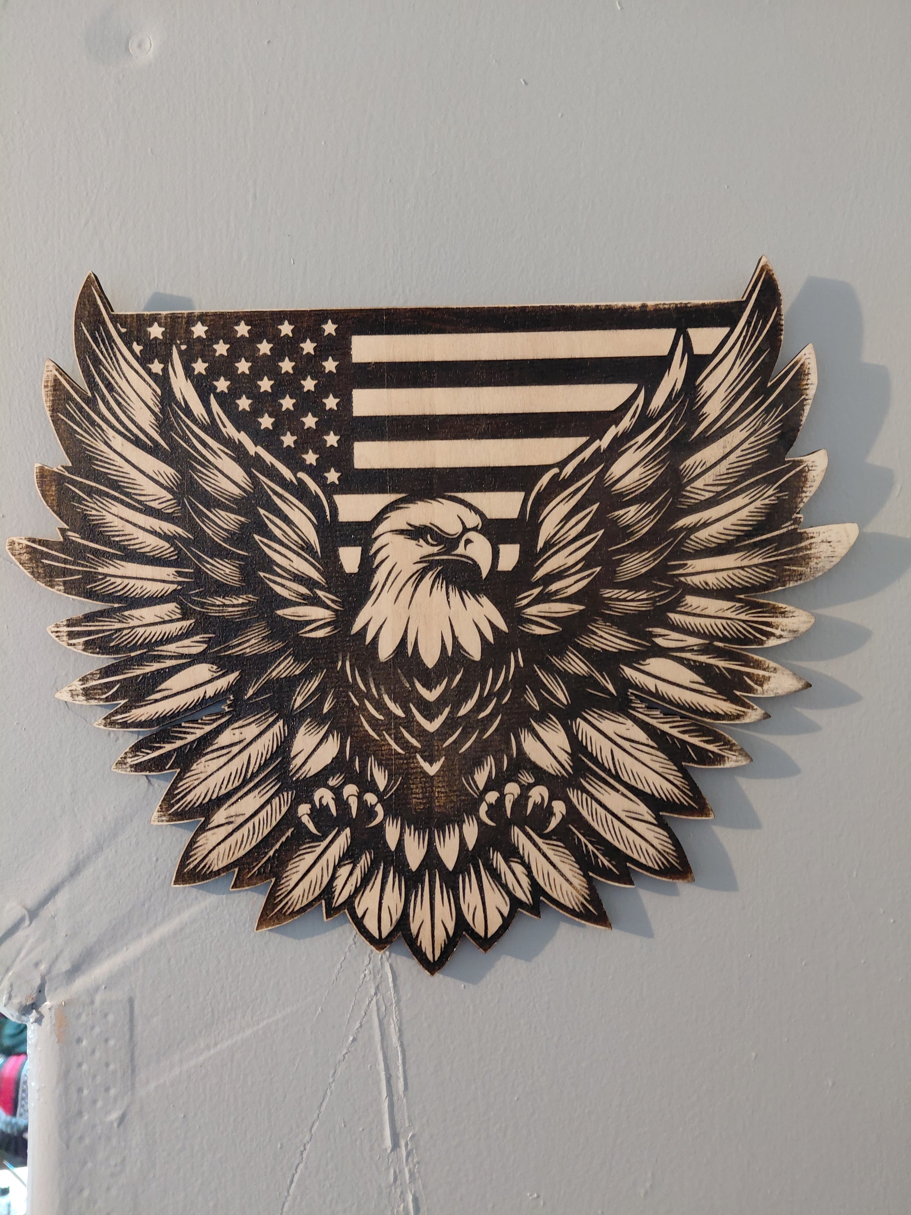 Eagle and Flag, 12 x 9, with Black Power Coating