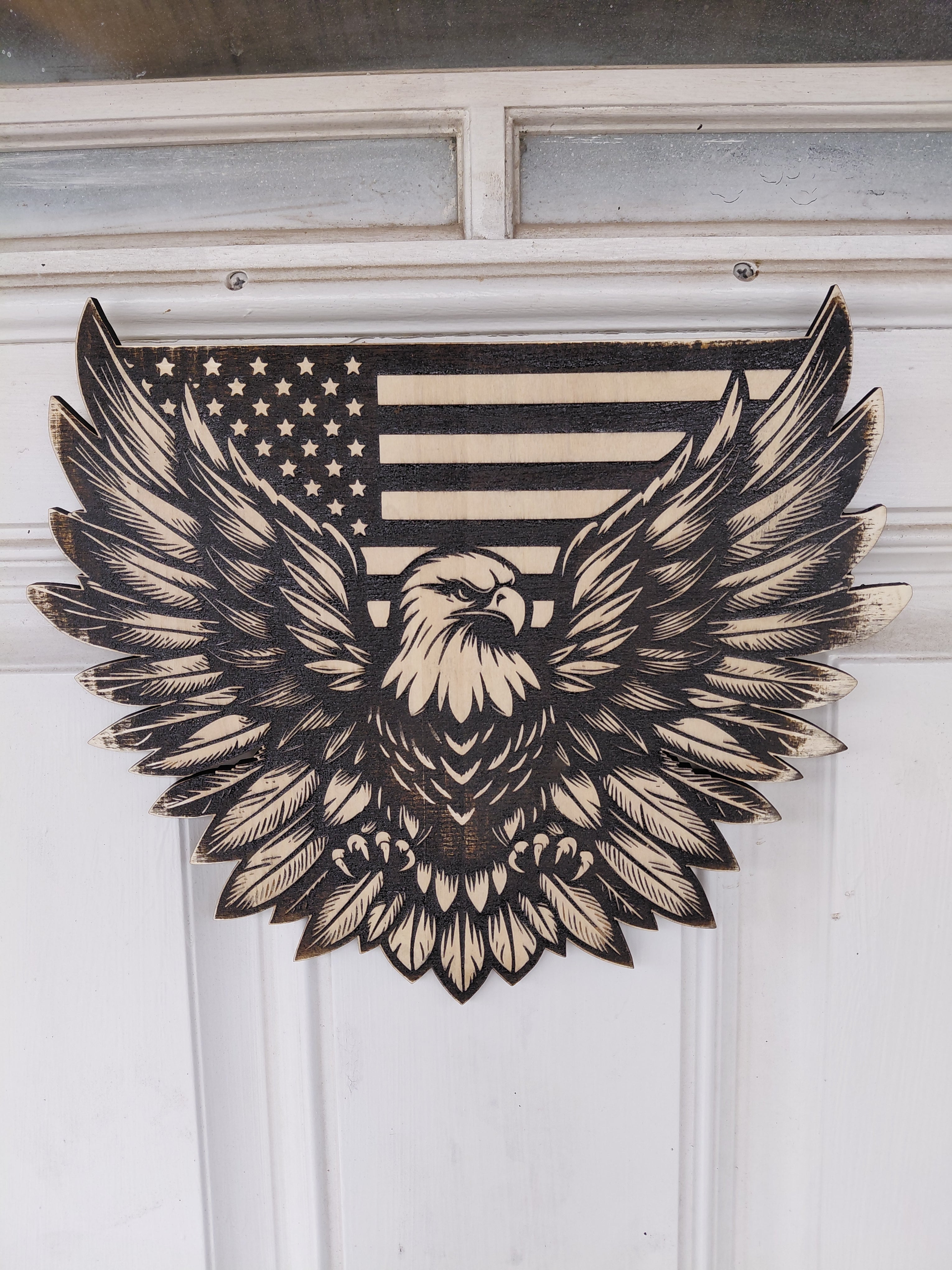 Eagle and Flag, 12 x 9, with Black Power Coating