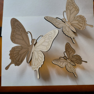 3 piece Unfinished Laser Engraved Wood Butterflies for crafts- American Made
