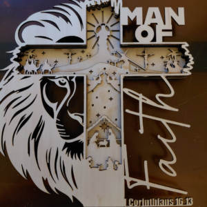 Layered Tiered Wood Laser Cut 3D Wooden Cross- 11" x 10" - Man of Faith