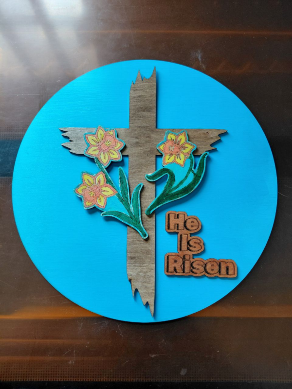 He is Risen- Cross Door Hanger- Wall Decor