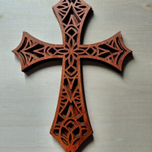 Wall Cross - 4 Layer Laser Cut - All Wood - 11 1/2 Inches Tall